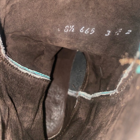 💎PECOS BILL Turquoise Leather Western Cowgirl Boots Embroidery Crosses 8.5 - Picture 14 of 16